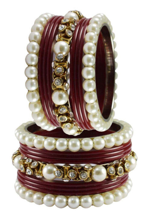 Golden Bead Pearl Bracelet Set | Clara