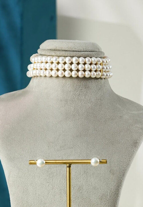 Pearl Choker Necklace Set