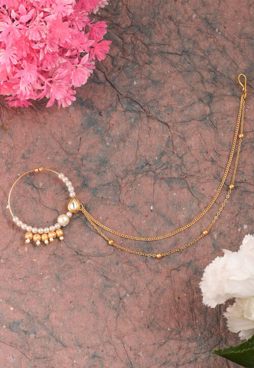 Pearl Nose Ring with Layered Chain