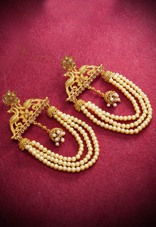 Pearl Peacock Style Earrings