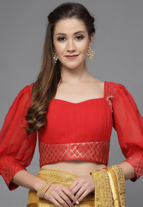 Pintucks Georgette Blouse in Red