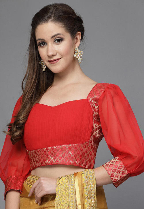 Pintucks Georgette Blouse in Red