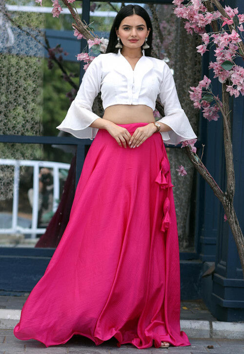 Crop top with plain skirt top