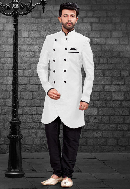 Plain white sherwani discount