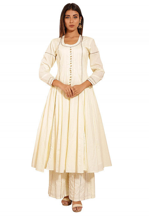 White plain anarkali kurta sale