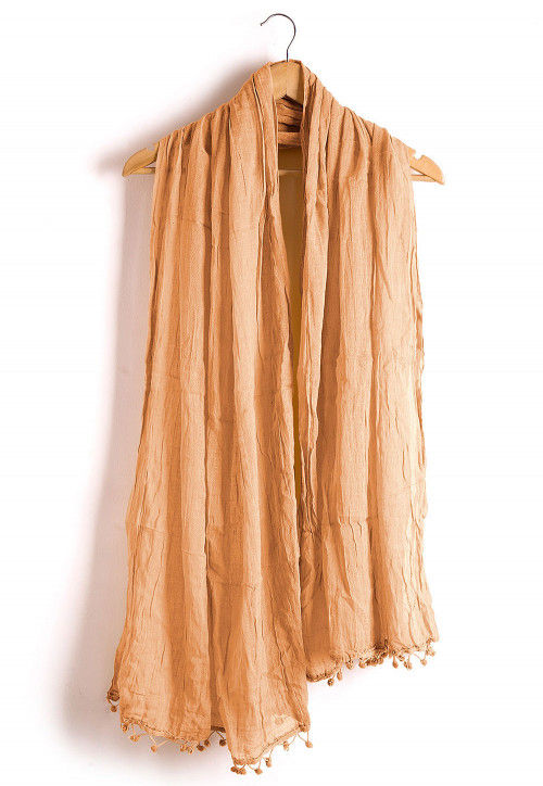 Plain Cotton Dupatta in Light Beige