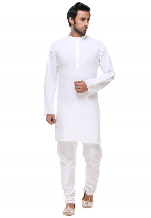 Buy Plain Cotton Kurta Set in White Online : MNB267 - Utsav Fashion