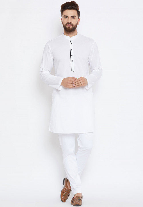 Buy Plain Cotton Kurta Set in White Online : MVE1789 - Utsav Fashion