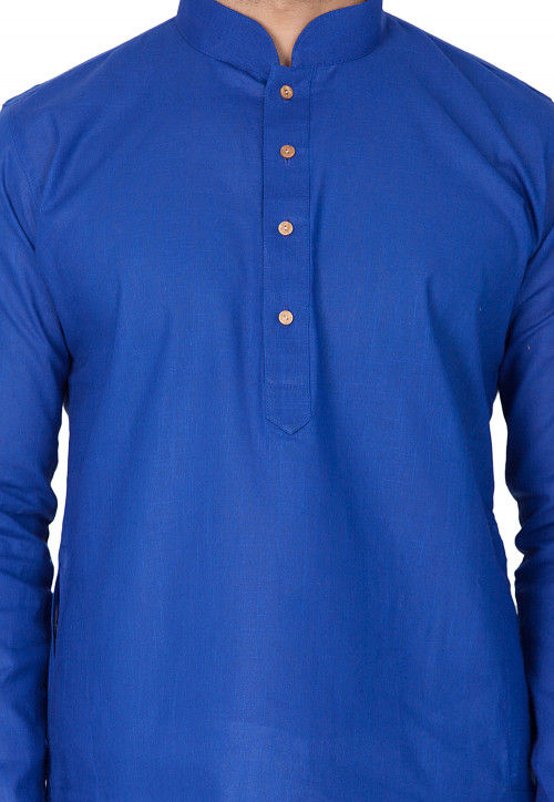Plain Cotton Linen Kurta in Royal Blue : MTR161