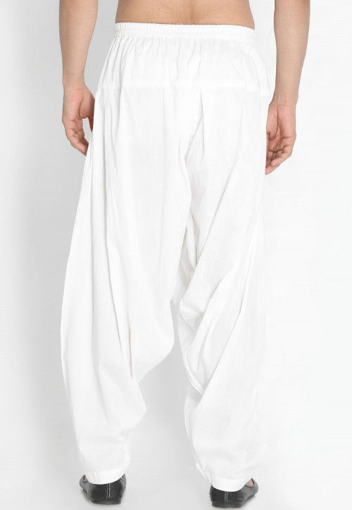Plain Cotton Silk Salwar in White : MTR1824