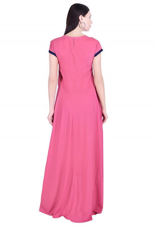 Plain Crepe High Low Dress in Pink : TJW1026