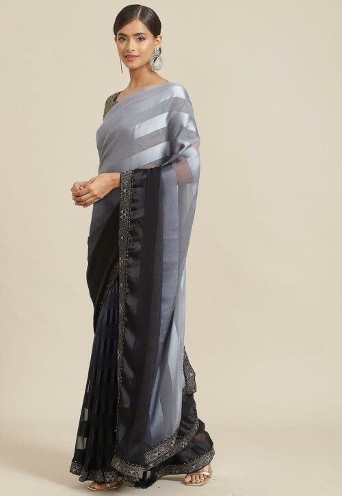 Buy online Women's Bordered Grey Colored Saree With Blouse from ethnic wear  for Women by Homedeal for ₹849 at 71% off | 2024 Limeroad.com