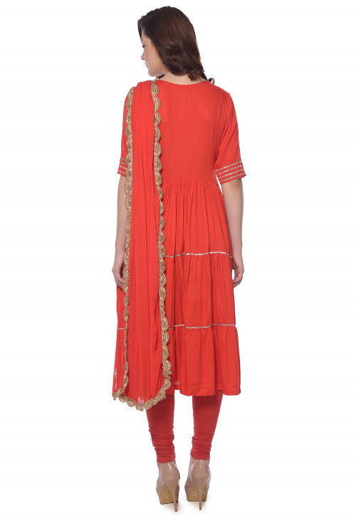 Burgundy Heavy 14 Kg Rayon Anarkali Suit main image 0