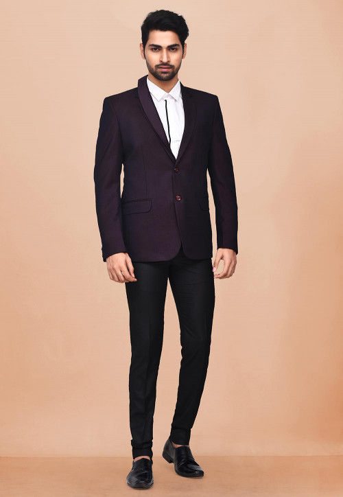 Plain Terry Rayon Tuxedo in Wine