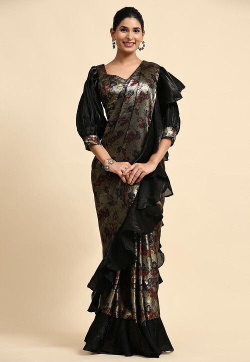 Buy Black Saree Georgette Embellished Sequins Flower Sheeting For Women by  Two Sisters By Gyans Online at Aza Fashions.