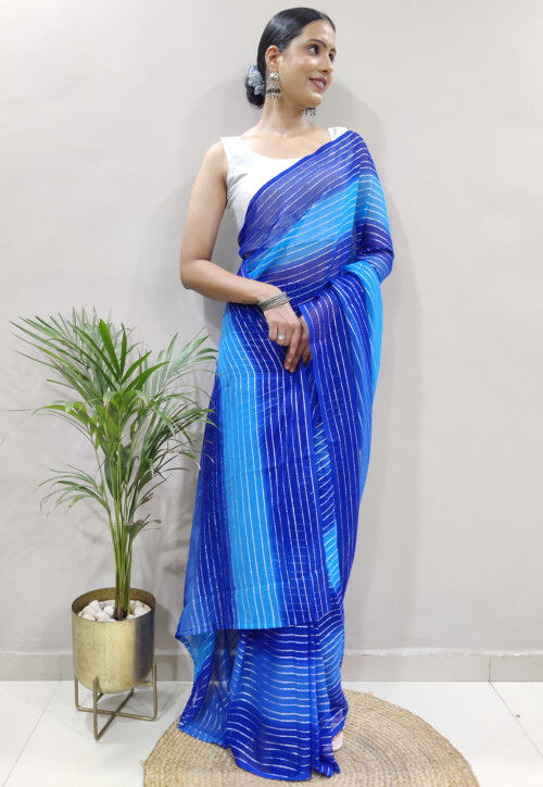 Pre-stitched Georgette Saree in Blue