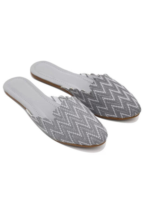 Printed Canvas Women Jutti in Grey