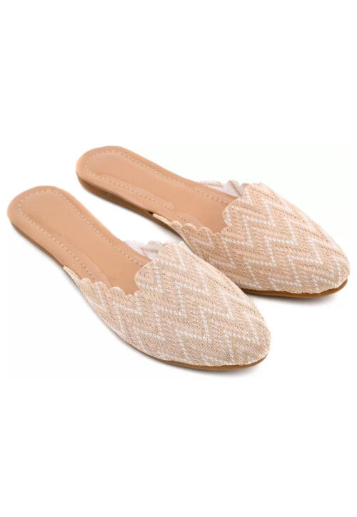 Printed Canvas Women Jutti in Light Beige