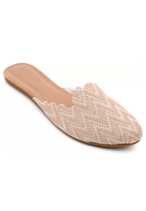 Printed Canvas Women Jutti in Light Beige