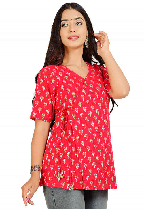 Pure Cotton Floral Print Peplum Top - Xs | Indian Women Jeans Top | Cotton  tops designs, Ladies tops fashion, Short top designs