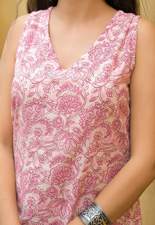 Printed Cotton Co Ord Set in Pink