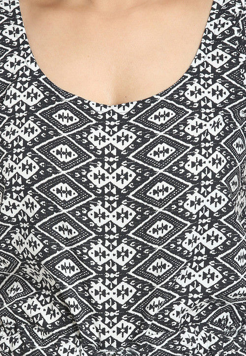 Printed Cotton Jumpsuit in Black and White