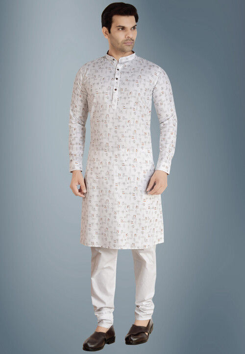 White printed hotsell kurta pajama