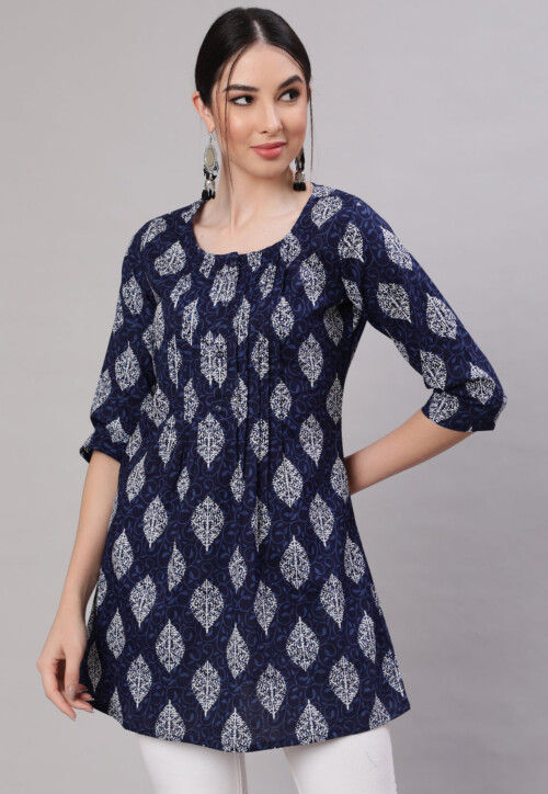 Buy Printed Cotton Kurti In Dark Blue Online : TUV474 - Utsav Fashion - Foto 12