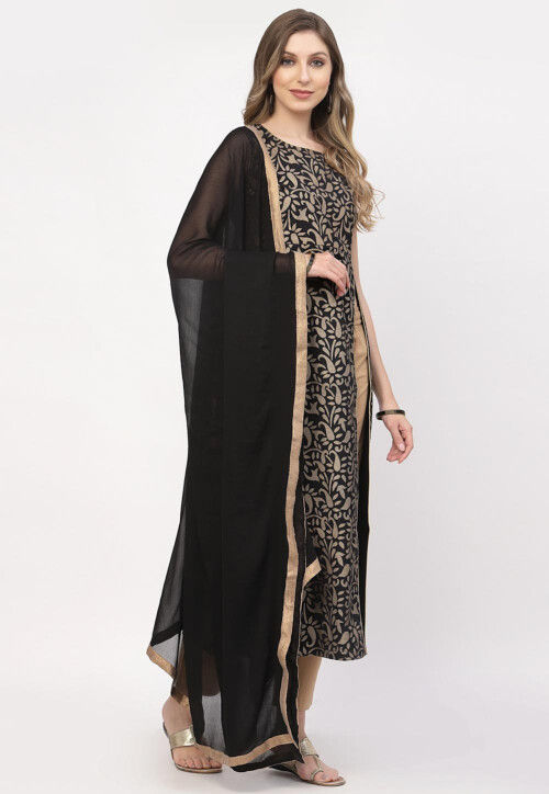 Buy Printed Cotton Pakistani Suit in Black Online : KVE364 - Utsav Fashion