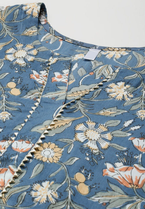 Buy Printed Cotton Pakistani Suit in Indigo Blue Online : KJL527 ...