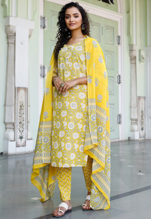 Traditional Function Wear Readymade Cotton Salwar Suit - Stylecaret.com