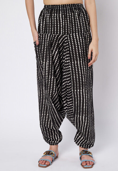 Printed Cotton Pant in Black