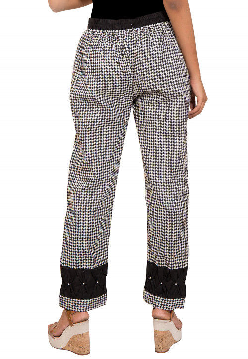 Printed Cotton Pant in White and Black : BNJ486
