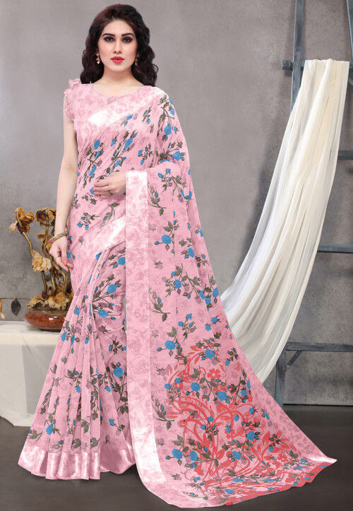 Candyfloss Pink - Mulmul Cotton Saree with Tassels