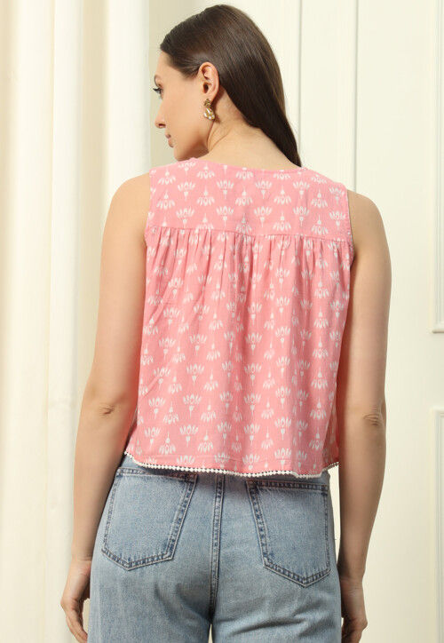 Printed Cotton Top in Pink