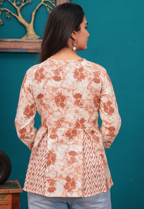Printed Cotton Tunic in Peach