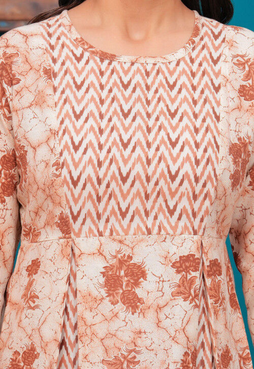 Printed Cotton Tunic in Peach