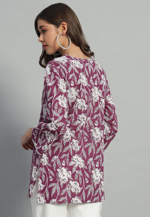 Printed Cotton Tunic in Purple