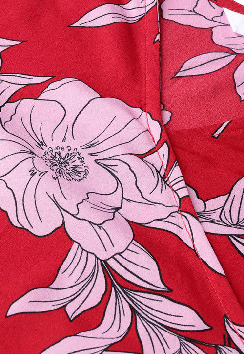 Printed Crepe Dress in Red