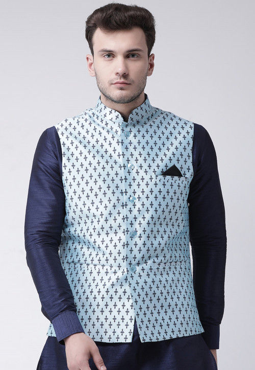 Light blue nehru jacket clearance