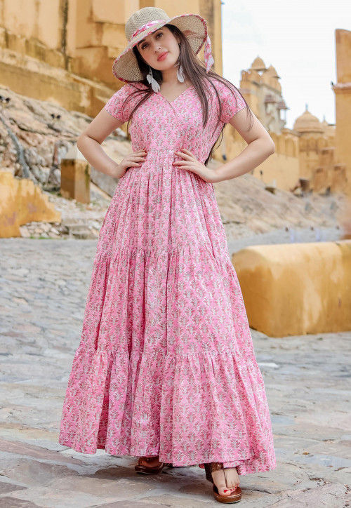 pink cotton maxi dress