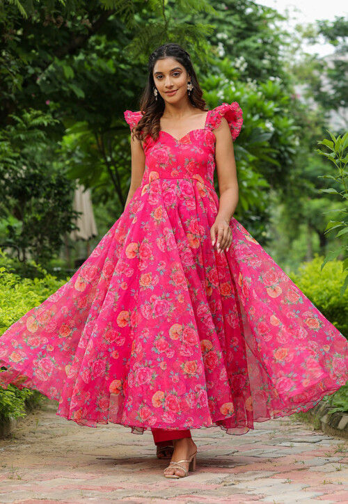 strapless open back dress Organza Pink Long Maxi Dress