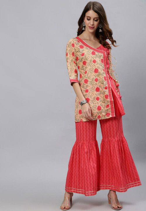 Buy Angrakha Style Kurti for Women Online from India's Luxury Designers 2024