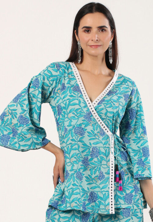 Printed Pure Cotton Co Ord Set in Pastel Green