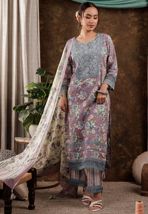 Buy Printed Pure Cotton Pakistani Suit in Purple Online : KJL1793 - Utsav  Fashion