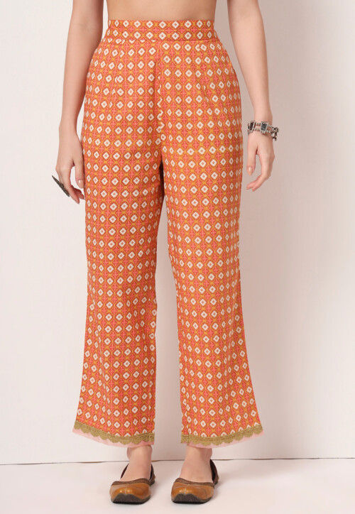 Printed Pure Cotton Pakistani Suit in Yellow