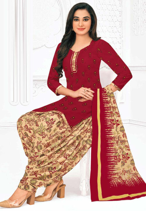 Buy Adorable Red Designer Punjabi Suit at Amazon.in