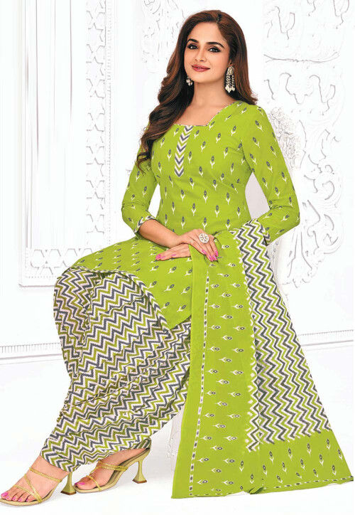 Buy Printed Pure Cotton Punjabi Suit in Sea Green Online KHBZ1594 Utsav  Fashion