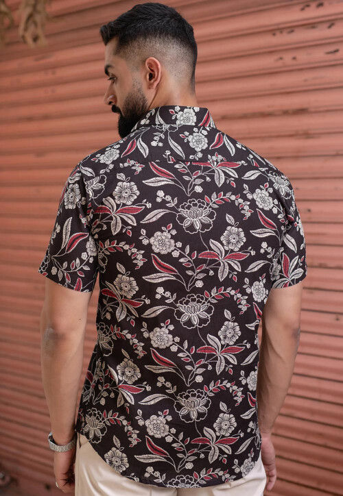 Printed Pure Cotton Shirt in Black