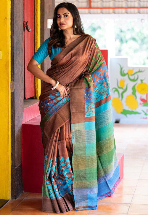 Tussar silk wedding sarees discount